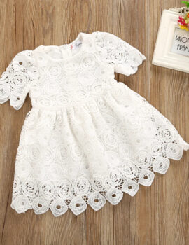 A24167 – Vestido Blanco De Blonda Completo – 18M