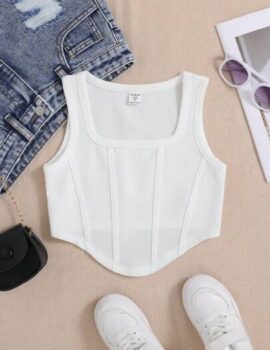 A25501 – Top Blanco Con Costura – 10A