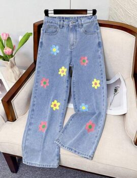 A25499 – Pantalon De Jean Estampado De Flores – 9A