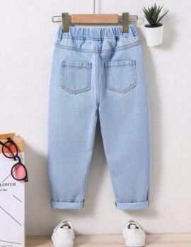 A25512 – Pantalon De Jean Recto Con Letras Estampadas – 7A