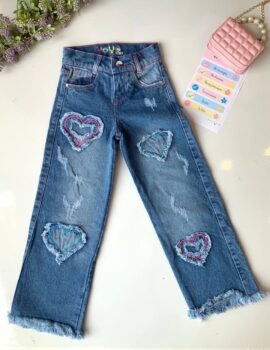 A25846 – Pantalon Jean Aplicaciones De Corazon – 8A