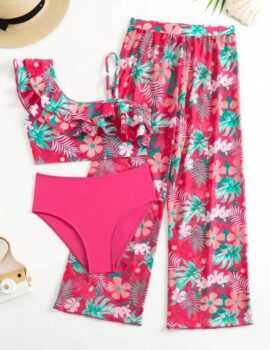 A26259 – Traje De Baño Tres Piezas Con Pantalon Rosado – 10A