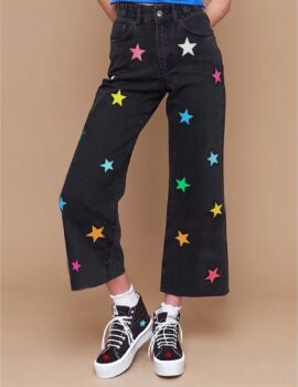 A26574 – Pantalon Negro Con Estrellas Dp – 9A