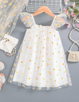 A26588 – Vestido Blanco Con Girasoles – 5A