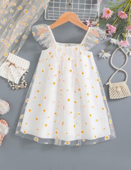 A26588 – Vestido Blanco Con Girasoles – 5A