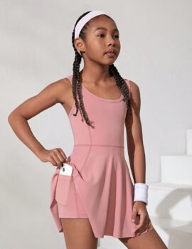 A26807 – Vestido Rosado Con Short Deportivo – 10A