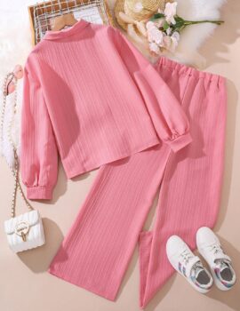 A26950 – Conjunto Rosado Dos Piezas Blusa Manga Larga Y Pantalon – 8A