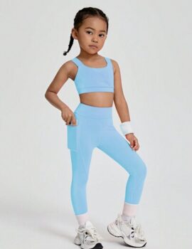 A27033 – Conjunto Deportivo Azul Top Y Pantalon – 6A