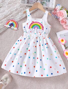 A27060 – Vestido Blanco Con Arcoiris  – 7A