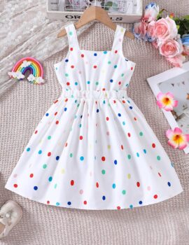 A27060 – Vestido Blanco Con Arcoiris  – 7A