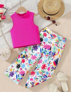 A28253 – Conjunto Estampado Top Rosado  – 7A