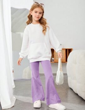 A28440 – Conjunto Sweaters Blanco Pantalon Lila Bota Ancha – 10A