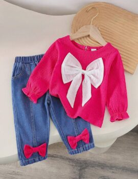 A28474 – Conjunto Blusa Fucsia Con Pantalon De Jean – 18M