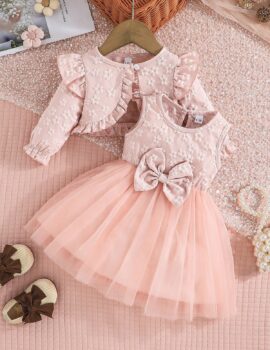 A28472 – Vestido Rosado Con Chaqueta – 18M