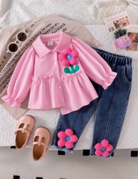 A28473 – Conjunto Blusa Rosada Con Pantalon De Jean – 18M