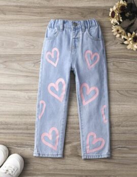 A28558 – Pantalon Jean Con Corazones Recto – 5A