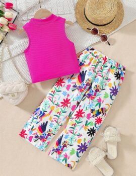 A28253 – Conjunto Estampado Top Rosado  – 7A